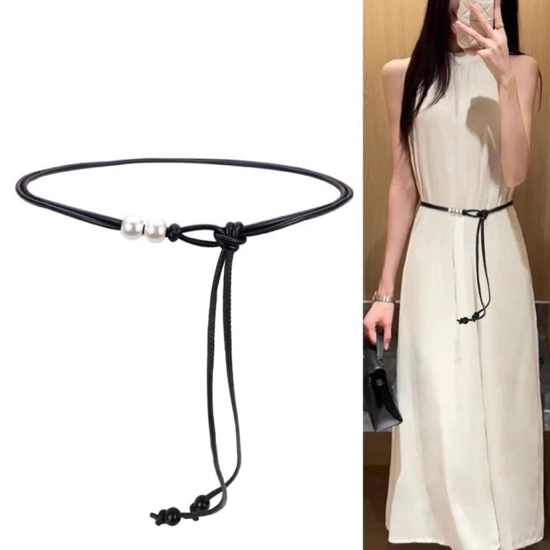 Deréköv gyöngyökkel – vékony öv (<2 cm), ruhákhoz és pulóverekhez, édes stílus, kézzel készített gyöngyök, 2025 tavasz