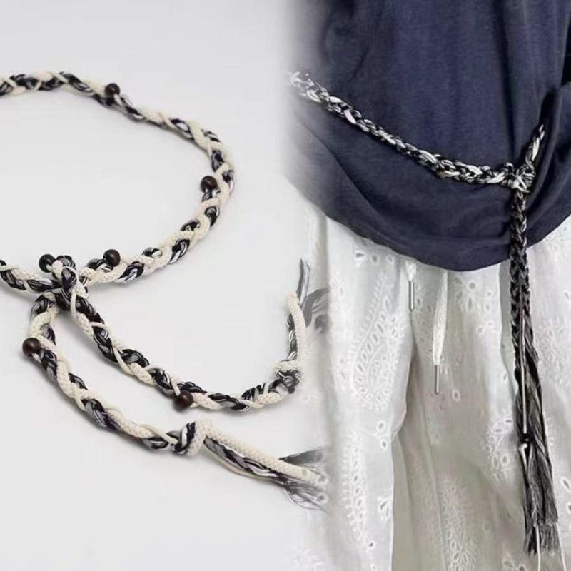 Unisex nylon öv, kézzel horgolt csíkos mintával, vékony szélesség (<2 cm), testreszabható dizájn, irodalmi stílus