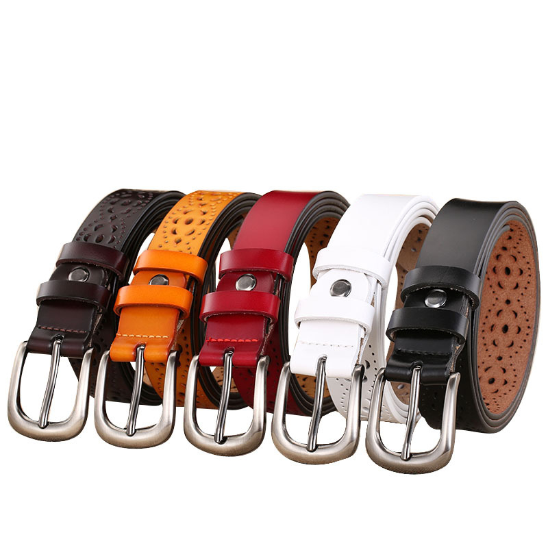 Centură de Damă din Piele Naturală – Piele de Vită în Două Straturi, Design Decupat, Cataramă din Aliaj, lățime 2-4 cm