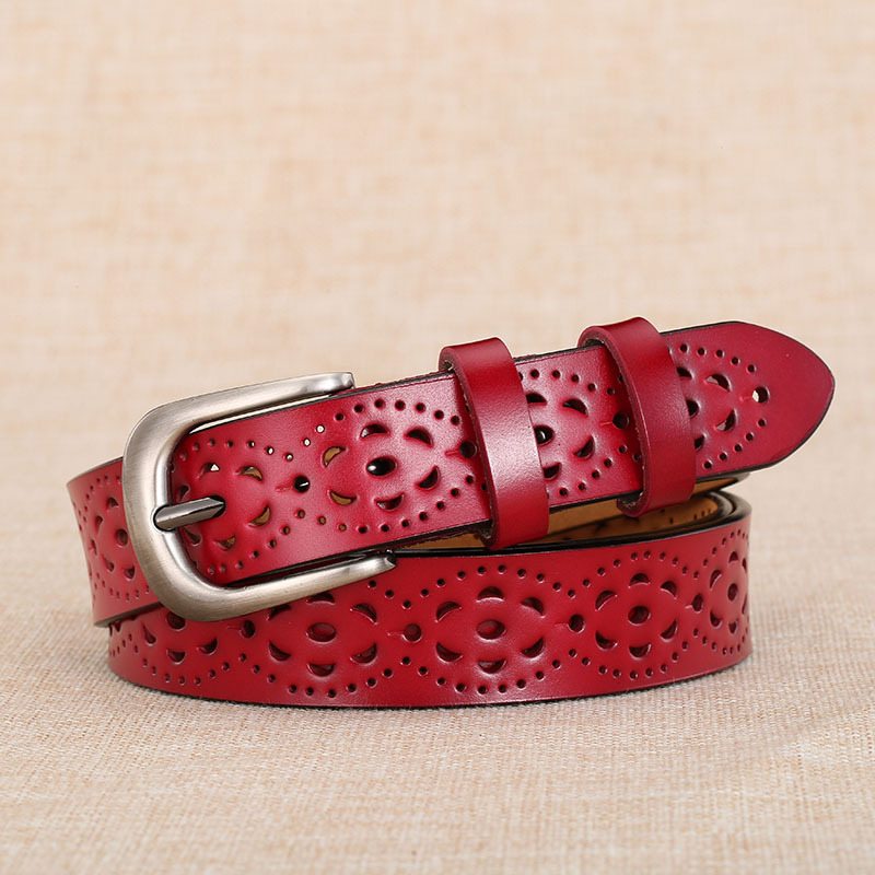 Centură de Damă din Piele Naturală – Piele de Vită în Două Straturi, Design Decupat, Cataramă din Aliaj, lățime 2-4 cm