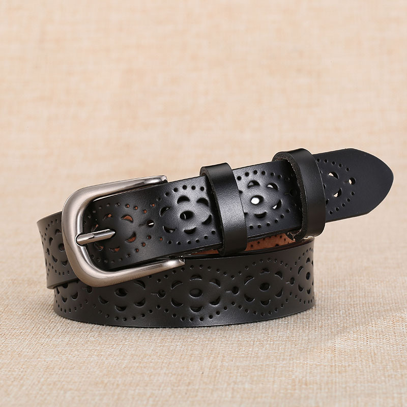 Centură de Damă din Piele Naturală – Piele de Vită în Două Straturi, Design Decupat, Cataramă din Aliaj, lățime 2-4 cm