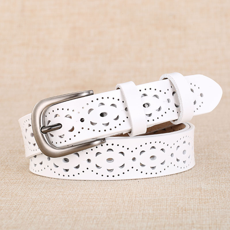 Centură de Damă din Piele Naturală – Piele de Vită în Două Straturi, Design Decupat, Cataramă din Aliaj, lățime 2-4 cm