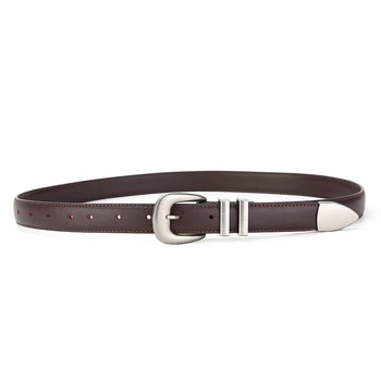 Centură femei pentru jeanși, design slim, lățime 2-4 cm, piele din două straturi, cataramă din aliaj, închidere cu știft