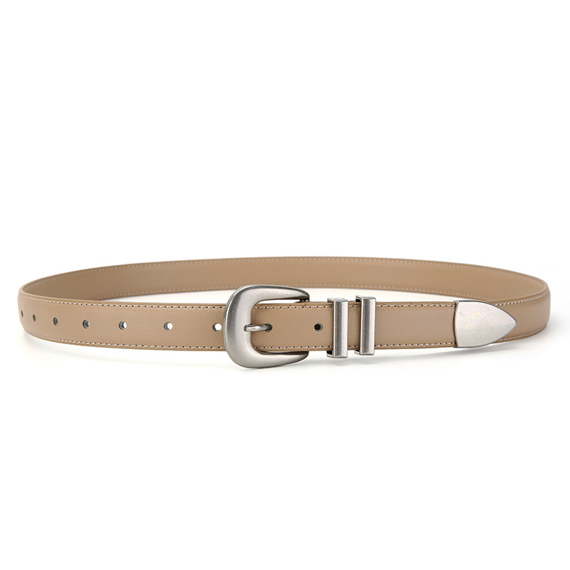 Centură femei pentru jeanși, design slim, lățime 2-4 cm, piele din două straturi, cataramă din aliaj, închidere cu știft