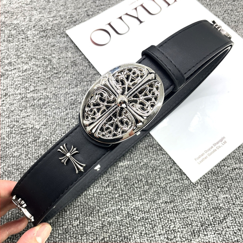 PU bőr öv ötvözet csattal, snap zárás, szélesség 2–4 cm, üreges kivágás és gravírozott minta