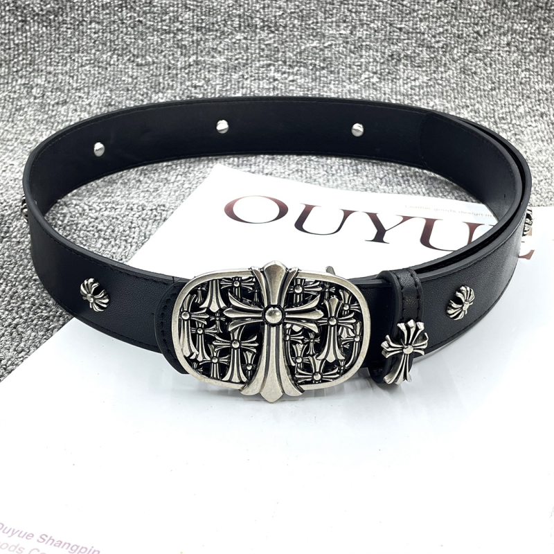 PU bőr öv ötvözet csattal, snap zárás, szélesség 2–4 cm, üreges kivágás és gravírozott minta