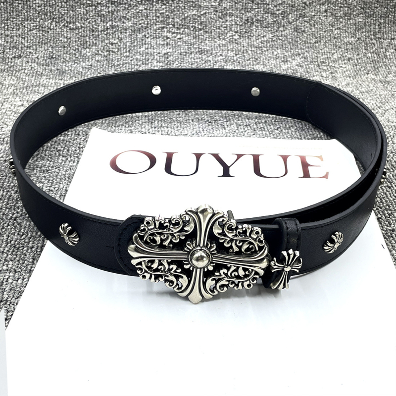 PU bőr öv ötvözet csattal, snap zárás, szélesség 2–4 cm, üreges kivágás és gravírozott minta