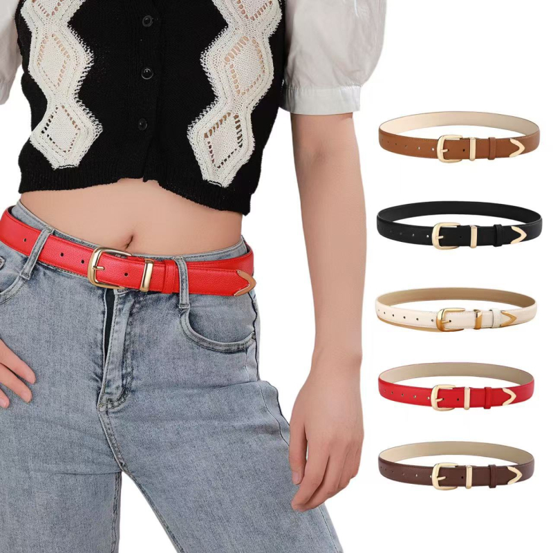 Női PU öv ötvözetes tűcsattal, egyszerű stílus, elektroplakálás, tavasz 2025