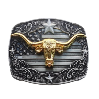 Ötvözet övcsat mintás zászló, sas és bikafej dizájn, sima csat, nyugati cowboy stílus, nyár 2025 kiadás, testreszabható