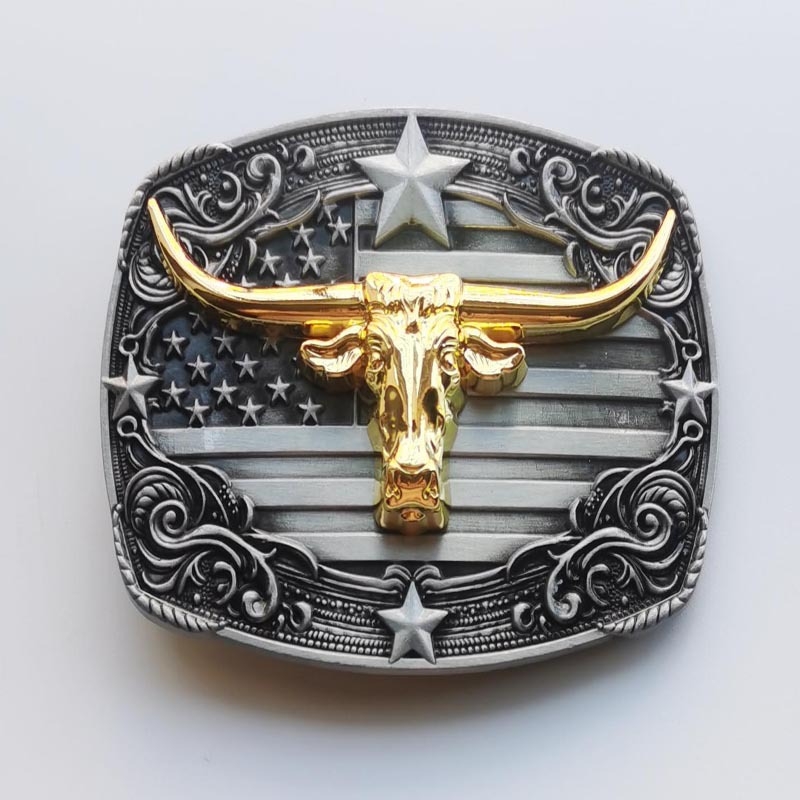 Ötvözet övcsat mintás zászló, sas és bikafej dizájn, sima csat, nyugati cowboy stílus, nyár 2025 kiadás, testreszabható