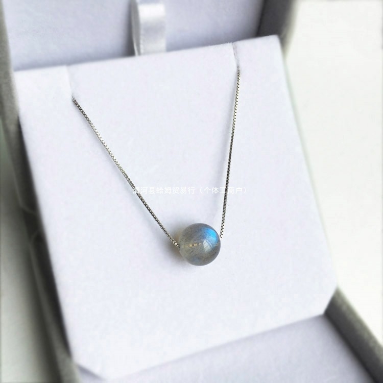 925 ezüst nyaklánc kristály medállal, box lánccal, kézzel készített