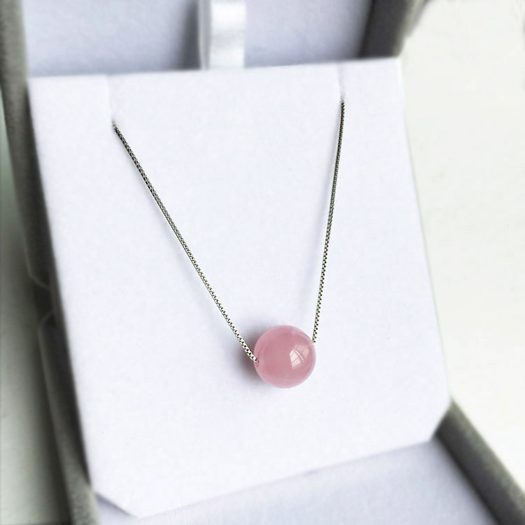 925 ezüst nyaklánc kristály medállal, box lánccal, kézzel készített