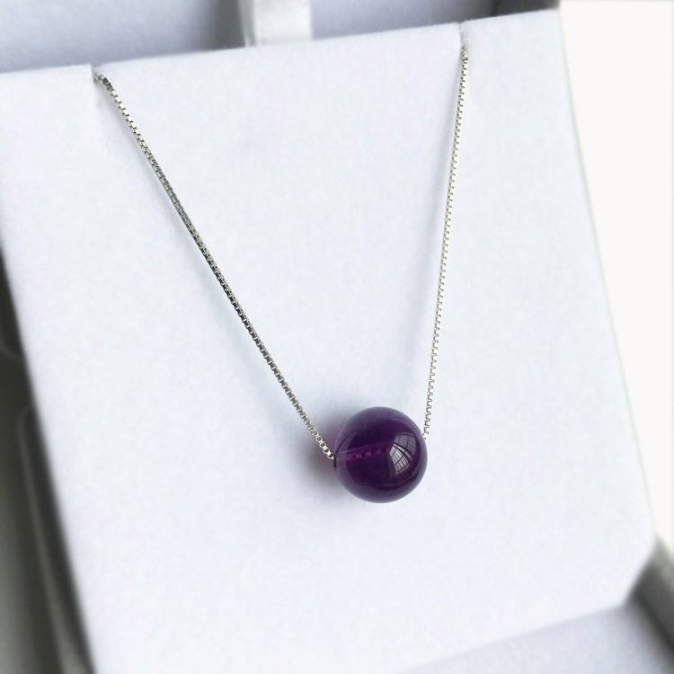 925 ezüst nyaklánc kristály medállal, box lánccal, kézzel készített