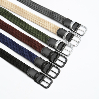 Centură din pânză elastică cu cataramă automată din aliaj, țesută manual, unisex, stil coreean casual golf
