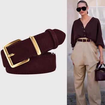 Kétoldalas marhabőrből készült öv, csatáz zincötvözet, tűcsat, szélesség 2-4 cm, kézzel szőtt felület