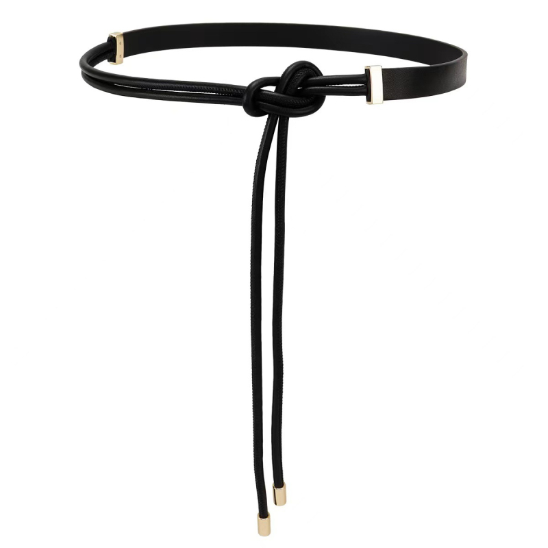 Koreai stílusú elasztikus öv kötött bőrzsinórral, 60–80 cm hosszú, műbőr, uniszex, univerzális dizájn