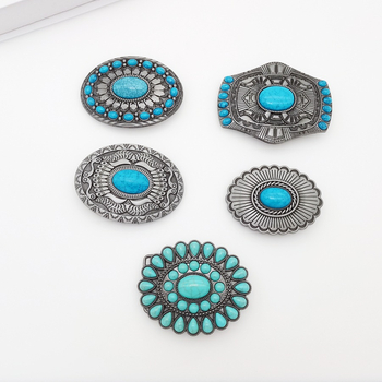 Αυτόματο κούμπωμα ζώνης, ελλειπτικού σχήματος, κράμα, κλείσιμο με κουμπί snap, φλοράλ μοτίβο