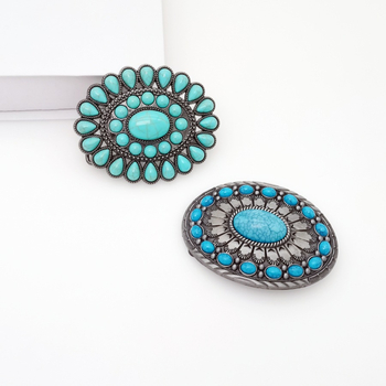 Αυτόματο κούμπωμα ζώνης, ελλειπτικού σχήματος, κράμα, κλείσιμο με κουμπί snap, φλοράλ μοτίβο