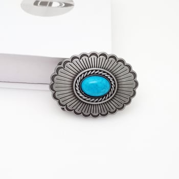 Αυτόματο κούμπωμα ζώνης, ελλειπτικού σχήματος, κράμα, κλείσιμο με κουμπί snap, φλοράλ μοτίβο