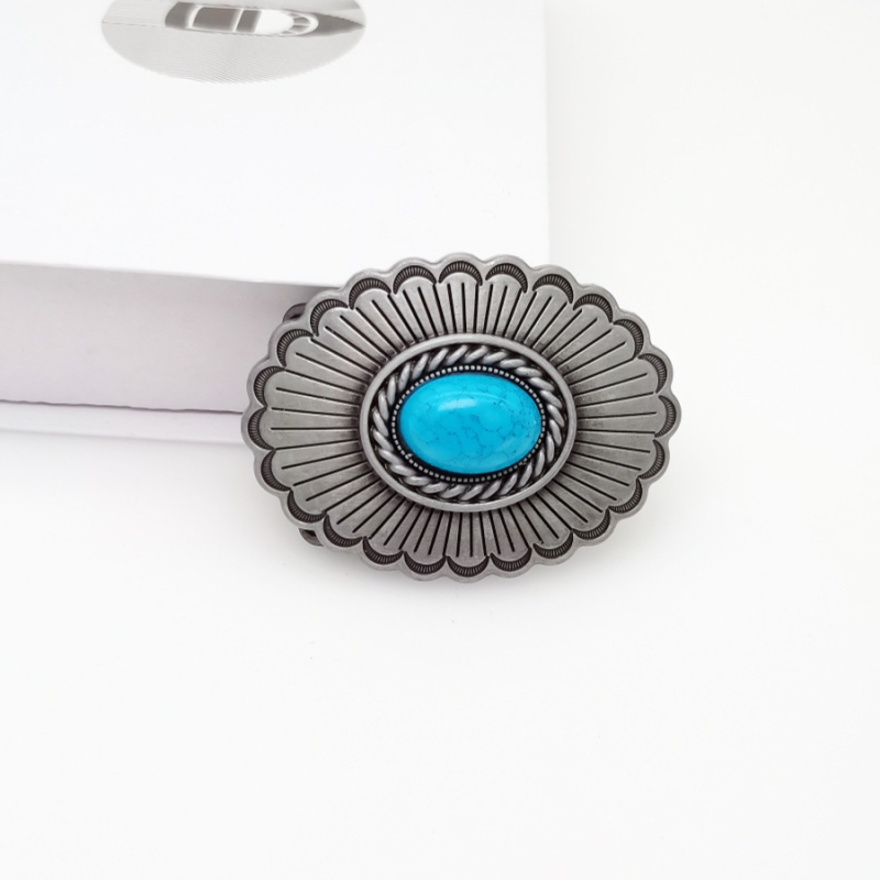 Αυτόματο κούμπωμα ζώνης, ελλειπτικού σχήματος, κράμα, κλείσιμο με κουμπί snap, φλοράλ μοτίβο