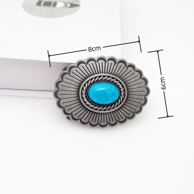 Αυτόματο κούμπωμα ζώνης, ελλειπτικού σχήματος, κράμα, κλείσιμο με κουμπί snap, φλοράλ μοτίβο