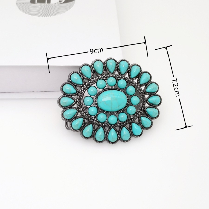 Αυτόματο κούμπωμα ζώνης, ελλειπτικού σχήματος, κράμα, κλείσιμο με κουμπί snap, φλοράλ μοτίβο