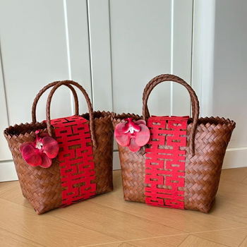 Γυναικεία τσάντα χειρός από PP, στρογγυλό σχήμα, θήκη για κινητό τηλέφωνο, ανοιχτή τσέπη, θέμα γάμου