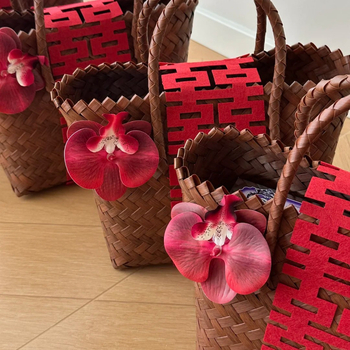 Γυναικεία τσάντα χειρός από PP, στρογγυλό σχήμα, θήκη για κινητό τηλέφωνο, ανοιχτή τσέπη, θέμα γάμου