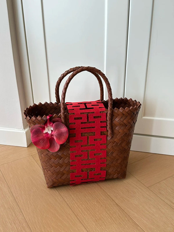 Γυναικεία τσάντα χειρός από PP, στρογγυλό σχήμα, θήκη για κινητό τηλέφωνο, ανοιχτή τσέπη, θέμα γάμου