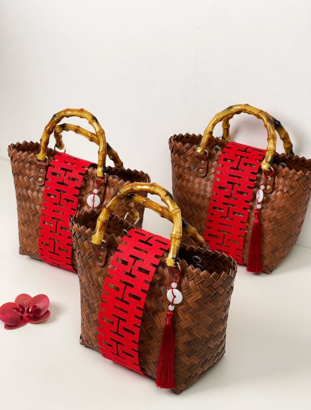 Γυναικεία τσάντα χειρός από PP, στρογγυλό σχήμα, θήκη για κινητό τηλέφωνο, ανοιχτή τσέπη, θέμα γάμου