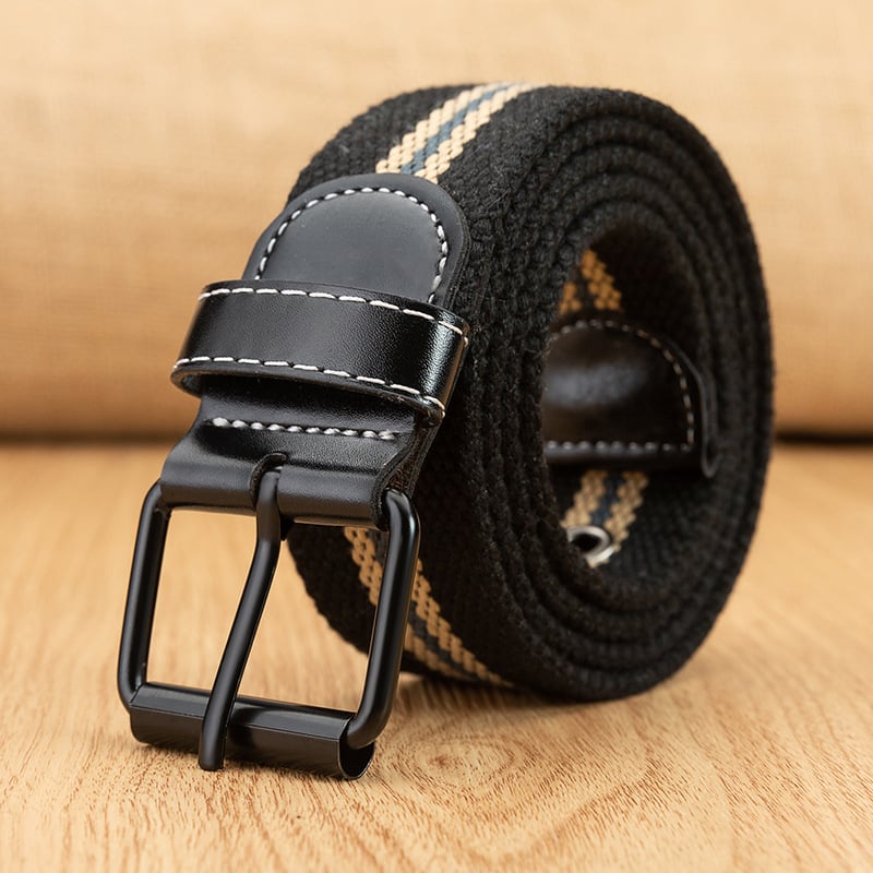 Vászonöv férfiaknak, többlyukas kivitel, koreai stílusú All‑match, vas csattal, 2023 tavasz