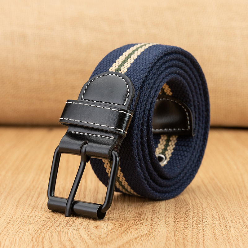 Vászonöv férfiaknak, többlyukas kivitel, koreai stílusú All‑match, vas csattal, 2023 tavasz