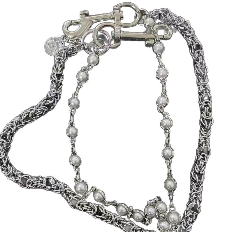 Lanac za struk - Dvostruko biserno perlan, ručna izrada, ulični stil, metal, duljina 60-80 cm