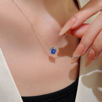 Colier din argint S925 cu pandantiv în formă de trandafir, stil Millennium, zircon încrustat, lanț clavicular