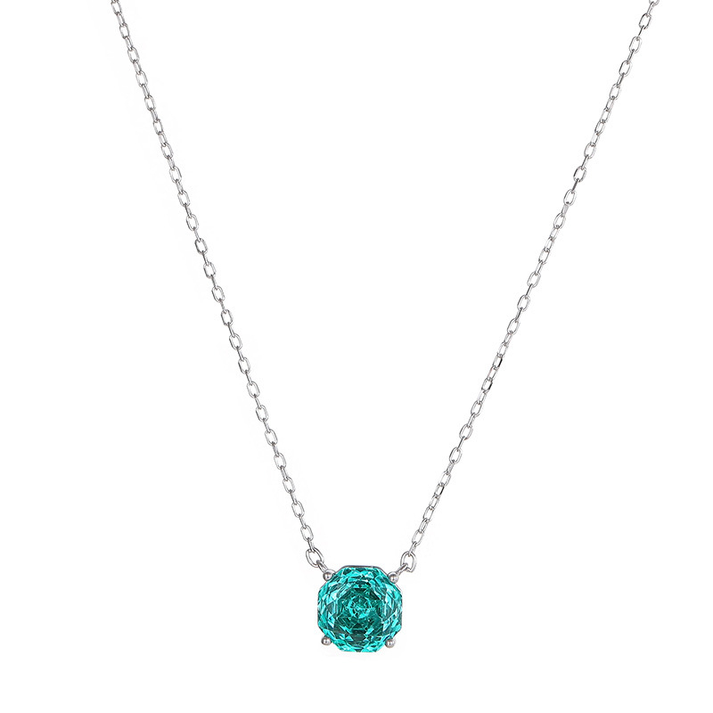 Colier din argint S925 cu pandantiv în formă de trandafir, stil Millennium, zircon încrustat, lanț clavicular