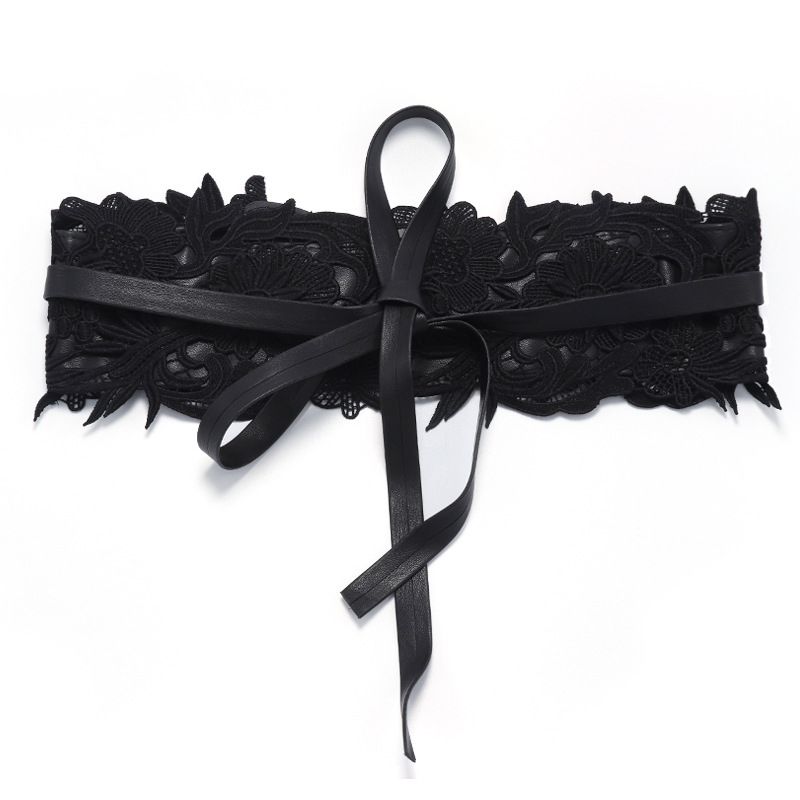 Centură lată pentru talie în stil coreean din piele artificială, finisaj jacquard decorativ, un singur mărime, potrivită pentru fuste și pulovere