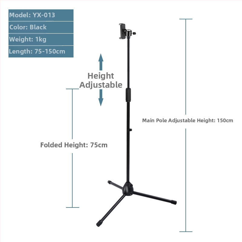 Mikrofona statīvs ar trim kājām, grīdas statīvs, vertikāls šķērsstienis, modelis 103