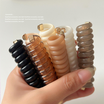 Juuksehooldus: läbipaistev telefonikaabli juuksekumm, vedru klipiga, UV kattega, PVC materjal