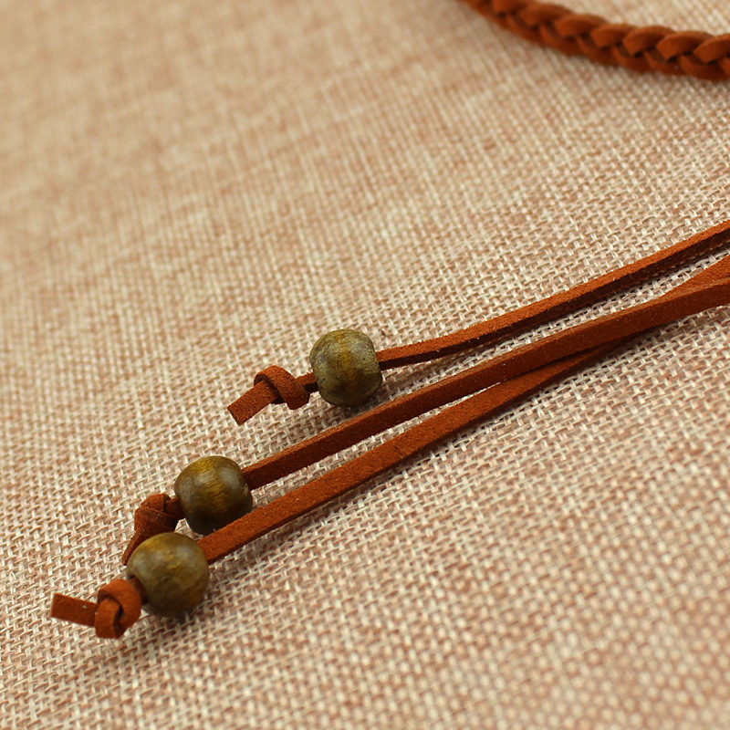 Ženski pojas od umjetne kože, ručno tkani, retro stil, uska širina <2 cm, zatvaranje čvorom