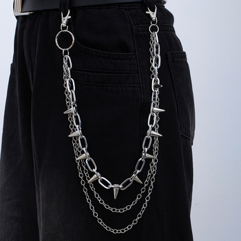 Lanac za struk, metal, duljina 60–80 cm, širina 2 cm, hip-hop/punk stil (60–80 cm, 2 cm, metal)