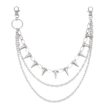 Lanac za struk, metal, duljina 60–80 cm, širina 2 cm, hip-hop/punk stil (60–80 cm, 2 cm, metal)
