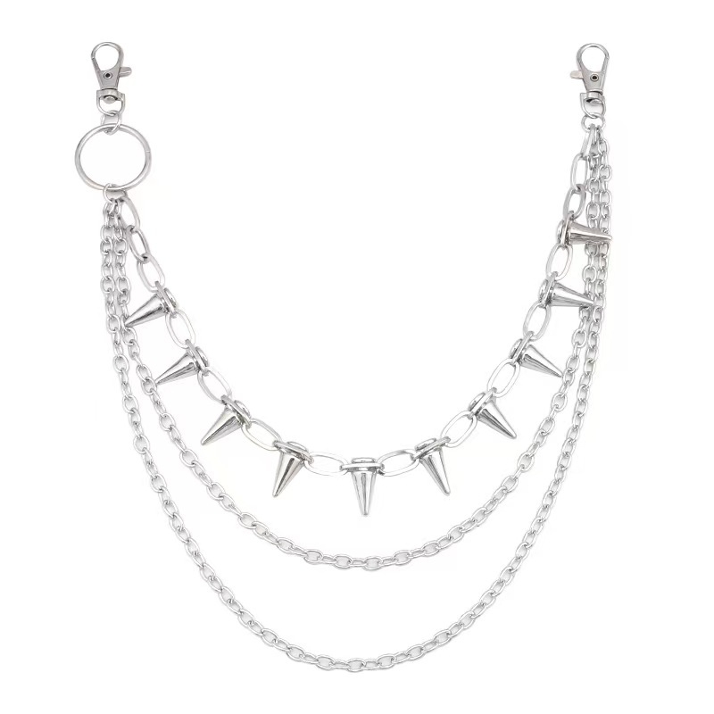 Lanac za struk, metal, duljina 60–80 cm, širina 2 cm, hip-hop/punk stil (60–80 cm, 2 cm, metal)