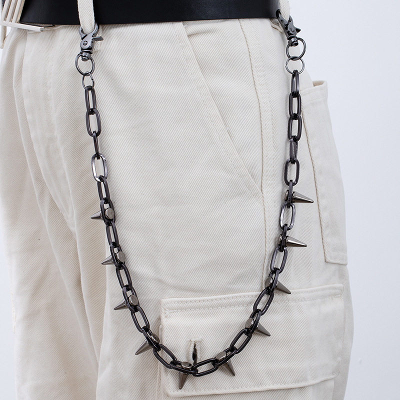 Lanac za struk, metal, duljina 60–80 cm, širina 2 cm, hip-hop/punk stil (60–80 cm, 2 cm, metal)