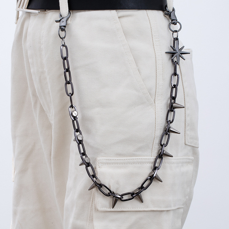 Lanac za struk, metal, duljina 60–80 cm, širina 2 cm, hip-hop/punk stil (60–80 cm, 2 cm, metal)