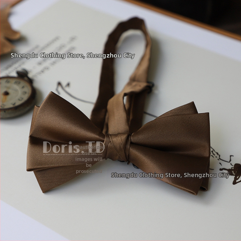 Férfi csokornyakkendő lapos fejű, poliészter, egyszínű, normál szélesség, esküvői kiegészítő