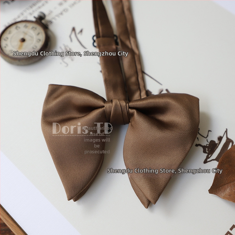 Férfi csokornyakkendő lapos fejű, poliészter, egyszínű, normál szélesség, esküvői kiegészítő