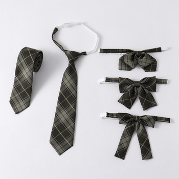 Σετ αξεσουάρ για τον γιακά JK σε ιαπωνικό στυλ: λουλούδι για τον γιακά και φιογκάκι από συνθετικό δέρμα, γυναικείο στυλ, σχέδιο σε φύλλα