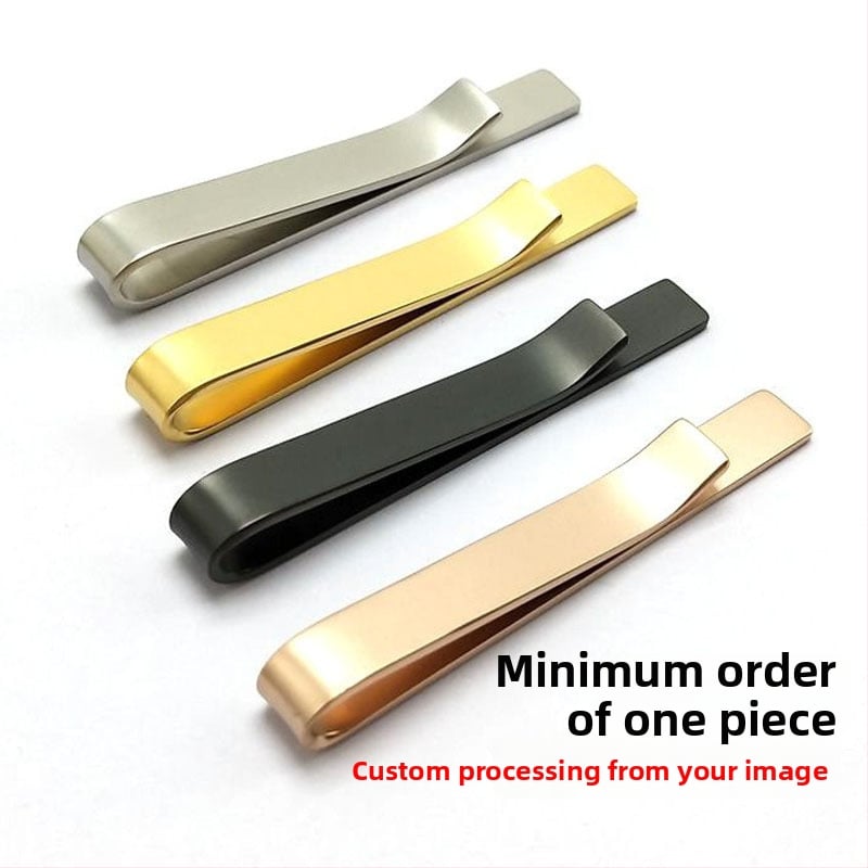 Nyakkendő klipe titánium acélból, matt felület, sík fej, uniszex, elektrolitikus bevonat, OEM/ODM