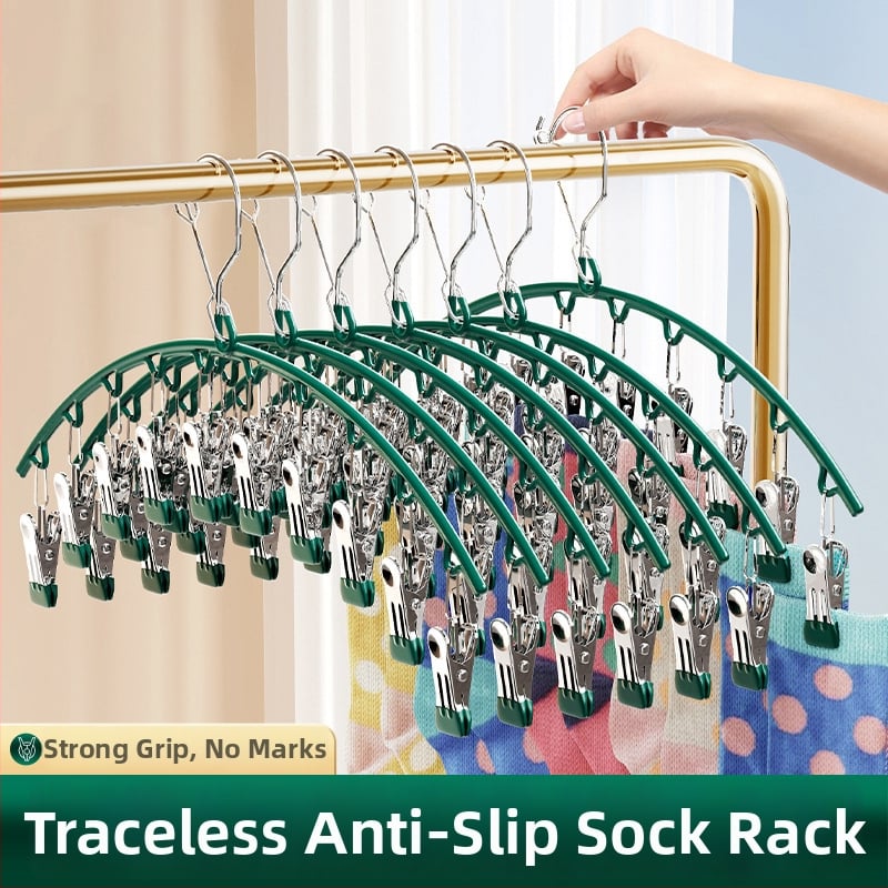 Ατσάλινο ράφι κλιπ στέγνωσης μπαλκονιού με 10 κλιπ – μη διπλόμενο, για εσώρουχα, κάλτσες και γραβάτες; 100 τεμάχια ανά κουτί