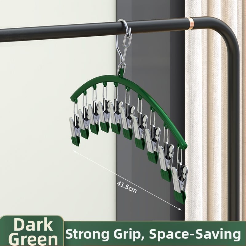 Ατσάλινο ράφι κλιπ στέγνωσης μπαλκονιού με 10 κλιπ – μη διπλόμενο, για εσώρουχα, κάλτσες και γραβάτες; 100 τεμάχια ανά κουτί